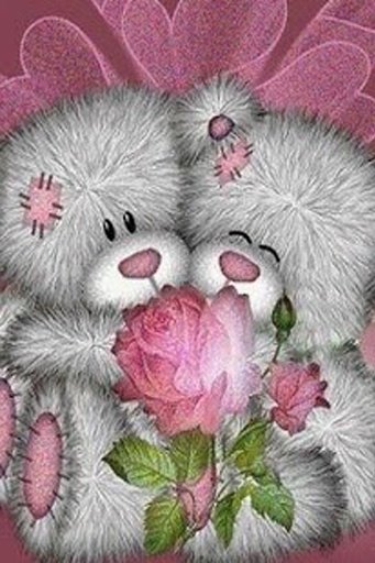 glitter teddy bear &amp; pink rose截图4