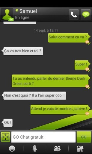 Dark Green GO SMS Theme截图2