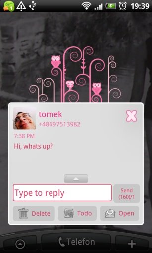 GO SMS Pro Pink Owl Theme截图10