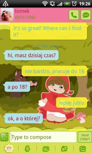 GO SMS Red Riding Hood Theme截图2