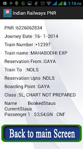 Indian Railways PNR Inquiry截图3