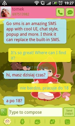 GO SMS Red Riding Hood Theme截图3