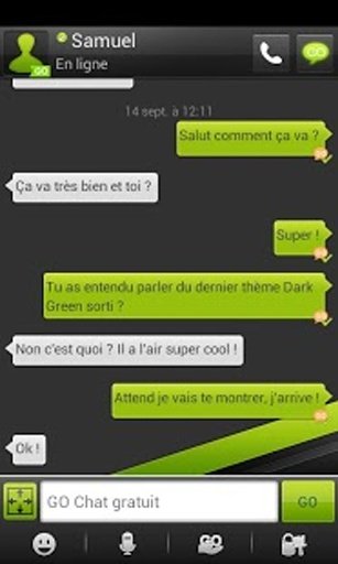 Dark Green GO SMS Theme截图4