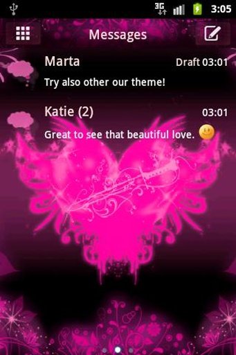 GO SMS Pro Theme Pink Heart截图1