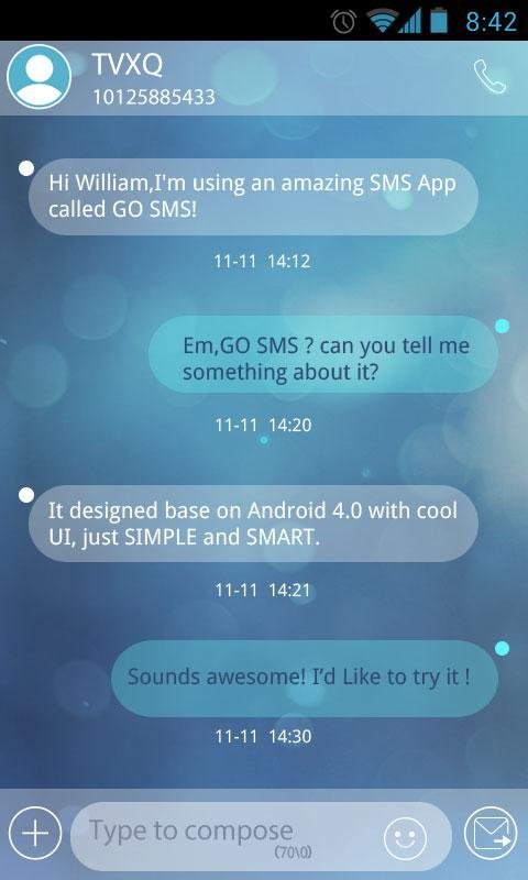 GO SMS Pro Briefness Theme EX截图2