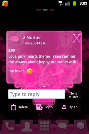 GO SMS Pro Theme Pink Heart截图4