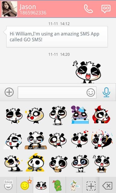 GO SMS PRO NONOPANDA STICKER截图1