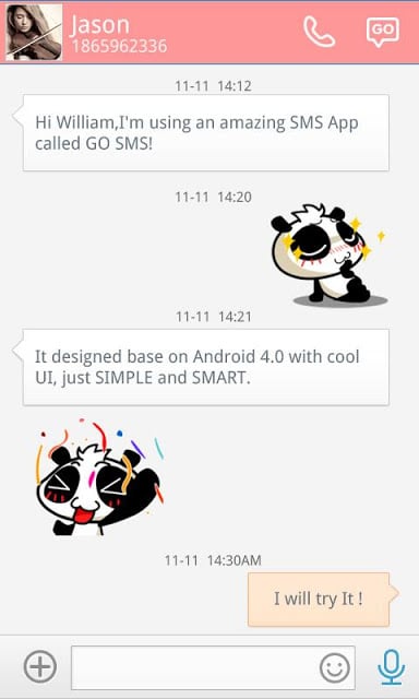 GO SMS PRO NONOPANDA STICKER截图5