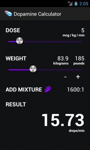 Paramedic Dopamine Calculator截图2