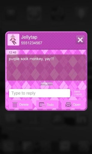 Sock Monkey Purple SMS Theme截图4