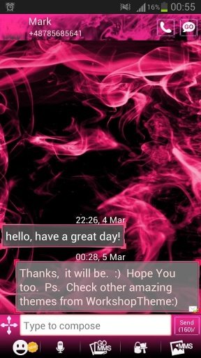 GO SMS Theme Pink Fire截图2