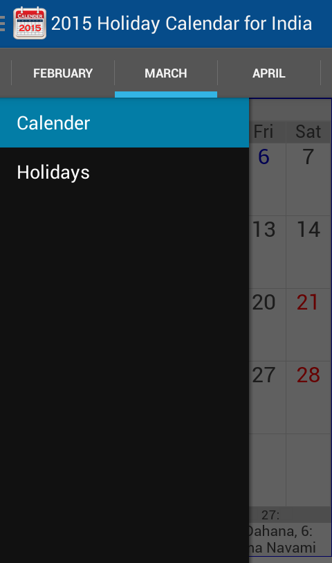 2015 Holiday Calendar India截图7