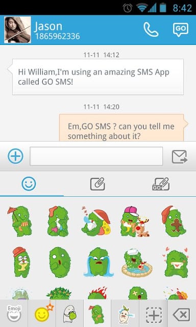 GO短信加强版小绿怪大表情截图2