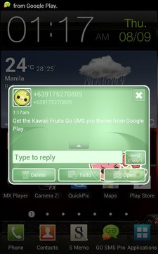 Kawaii Fruits Go SMS Theme截图