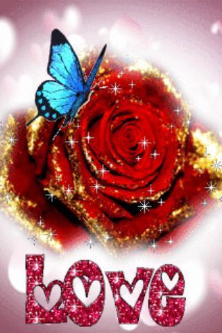 Blue Butterfly On Glitter Rose Live Wallpaper截图1