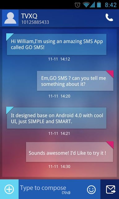 GO SMS Pro Fresh Theme EX截图3