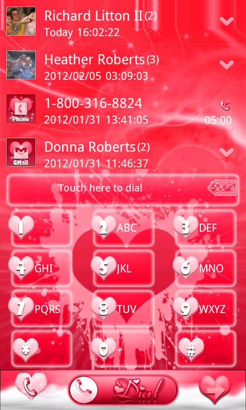 Valentine GO Contacts EX Theme截图2