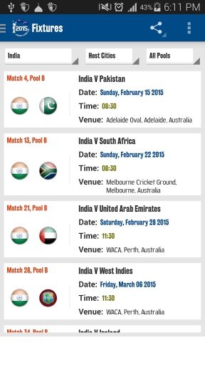 Cricket World Cup Fixtures截图6