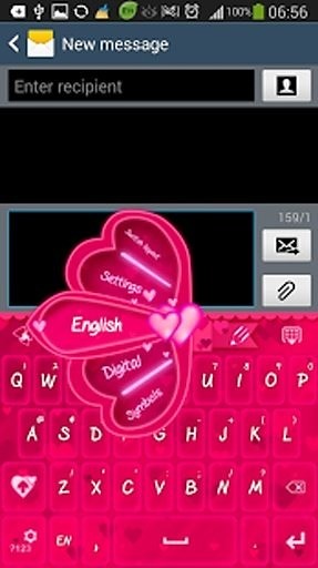 GO Keyboard Pink Hearts Theme截图4