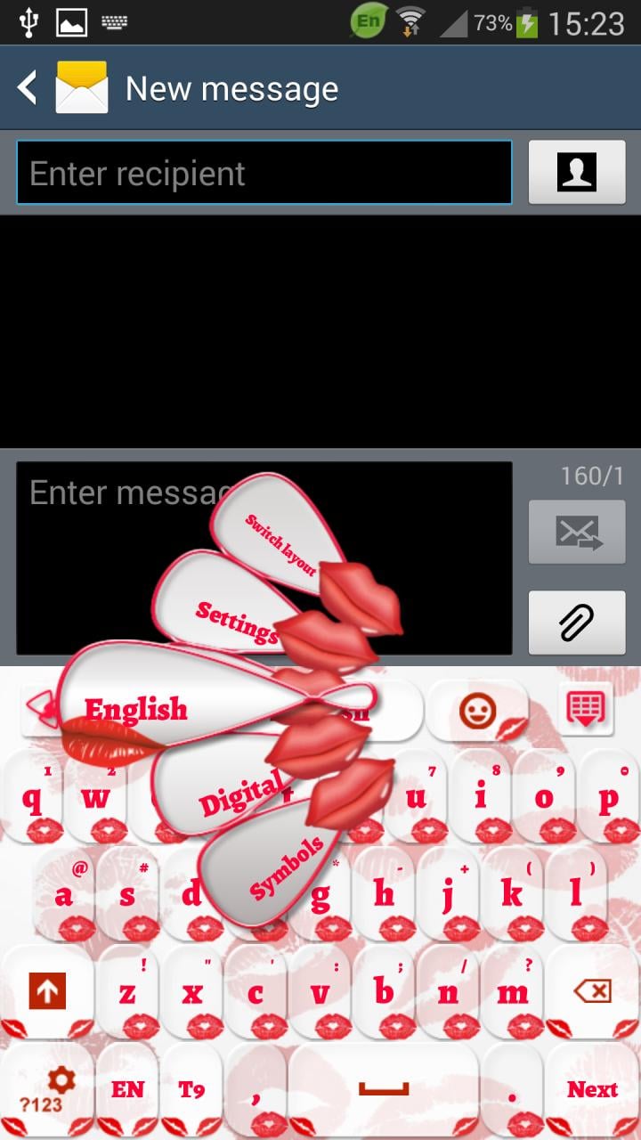 GO Keyboard Sweet Kiss Theme截图1