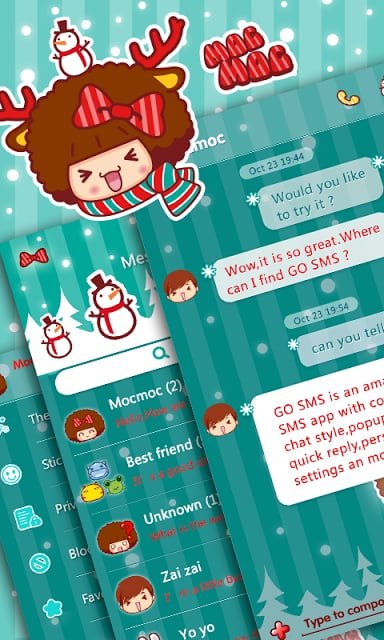 GO SMS CHRISTMAS MOCMOC THEME截图1