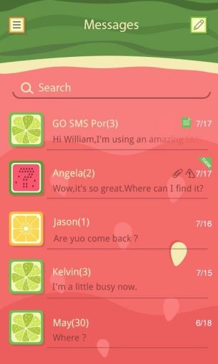 GO SMS PRO WATERMELON THEME截图1