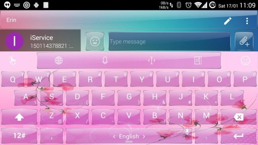 Theme x TouchPal Pink Flower Glass截图3