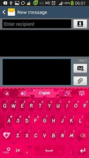 GO Keyboard Pink Hearts Theme截图1