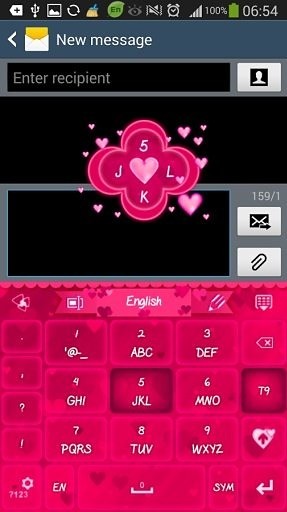 GO Keyboard Pink Hearts Theme截图6