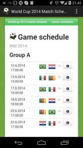 World Cup 2014 Match Schedule截图1