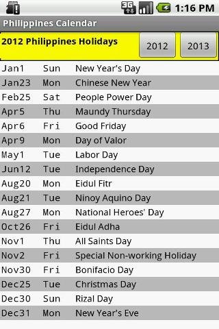 Philippines Holiday Calendar截图1