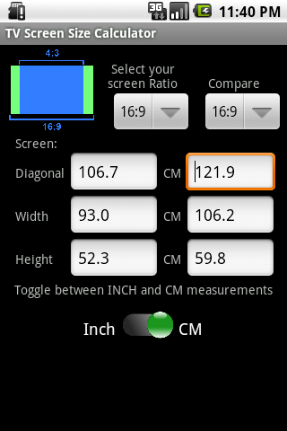 TV Screen Size Calculator截图2