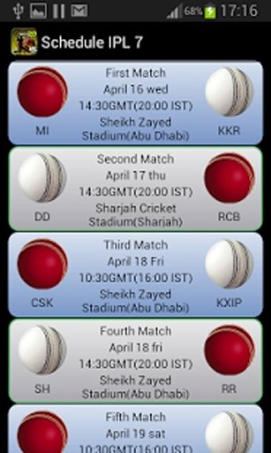 Schedule For IPL 2014截图3