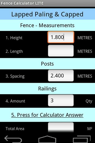 Fence Calculator LITE截图2