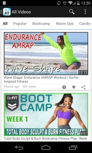 BeFit - Fitness Workout Videos截图2