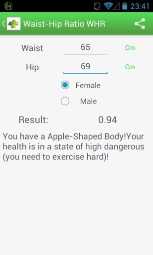 Health Calculator: BMI,WHR,BFP截图7