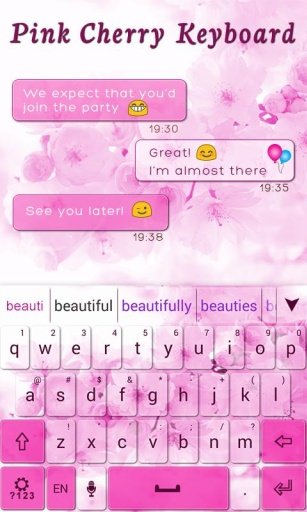 Pink Cherry GO Keyboard Theme截图3