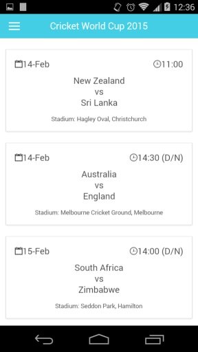 Cricket World Cup 2015 Schedule截图2