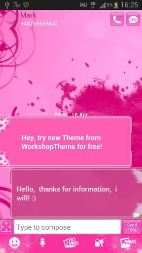 SMS Pro Theme Pink Heart截图1