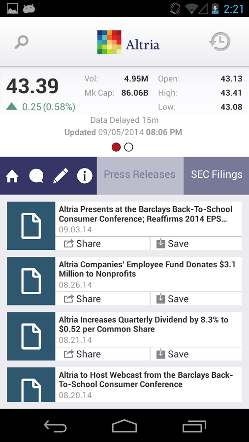 Altria Group, Inc. IR截图2