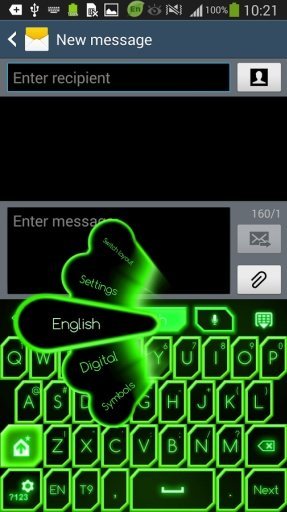 GO Keyboard Green Neon Theme截图4