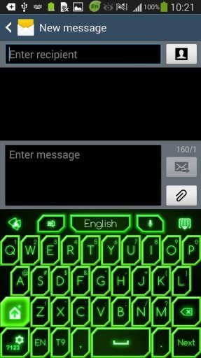 GO Keyboard Green Neon Theme截图5