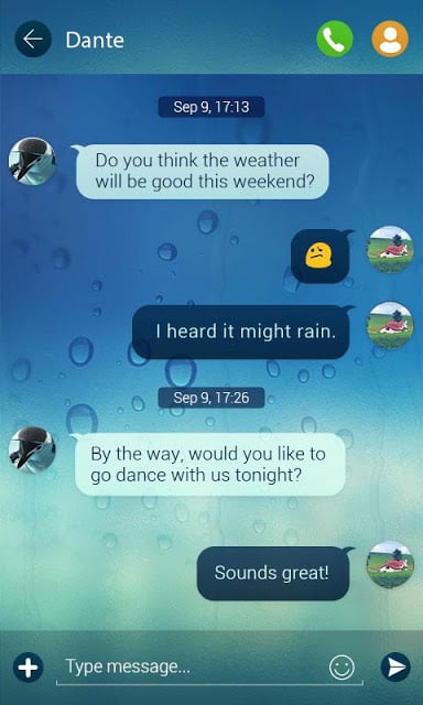 (FREE) GO SMS PRO RAINY THEME截图5