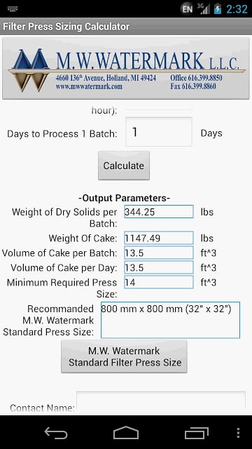 Filter Press Sizing Calc...截图3