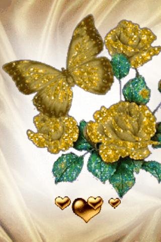 Gold Butterfly Flowers Live Wa截图2