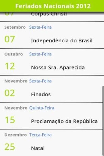 Calend&aacute;rio de Feriados 2012截图3