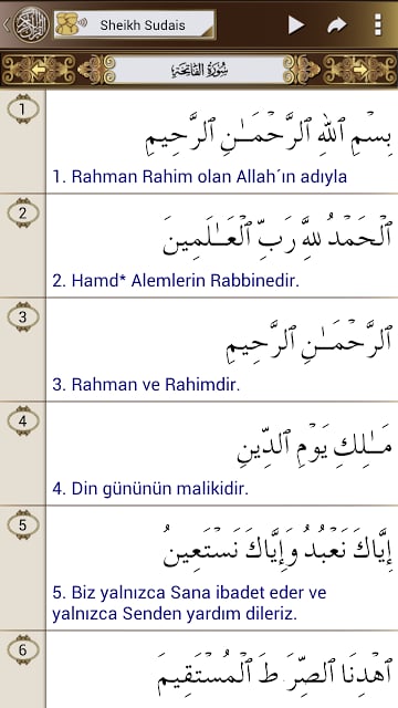 Kur'an-ı Kerim t&uuml;rk&ccedil;e + Sudais截图1