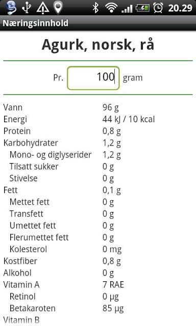 N&aelig;ringsinnhold截图2