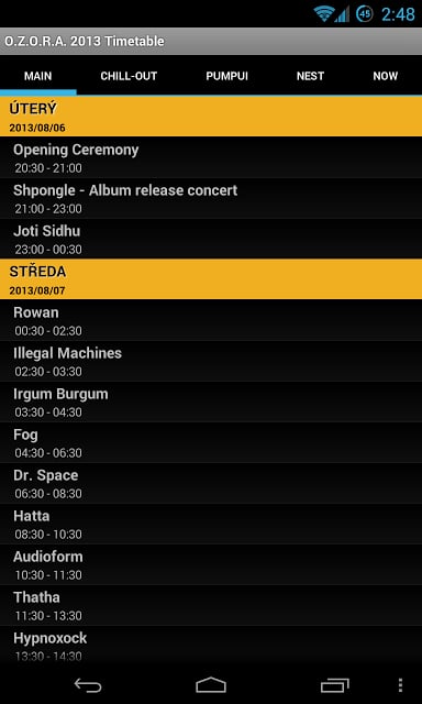 O.Z.O.R.A. 2013 Timetable截图1