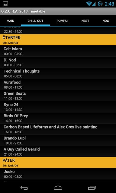 O.Z.O.R.A. 2013 Timetable截图2